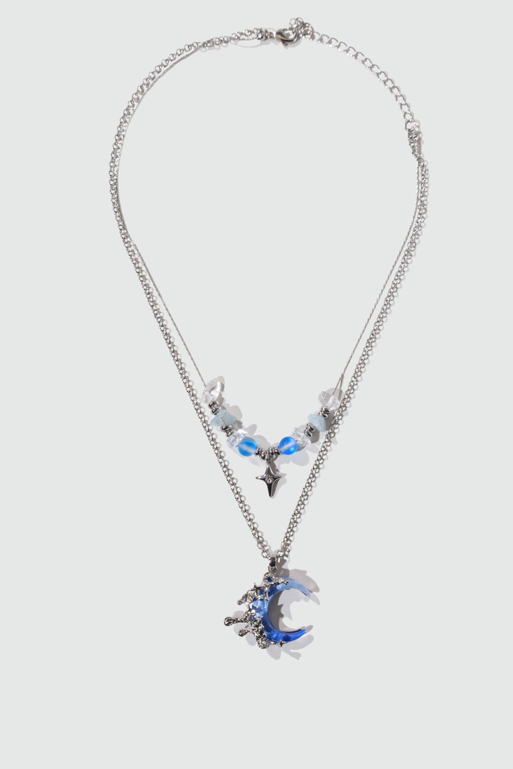 Palladium White Gold Plated Gradient Blue Moon Necklace
