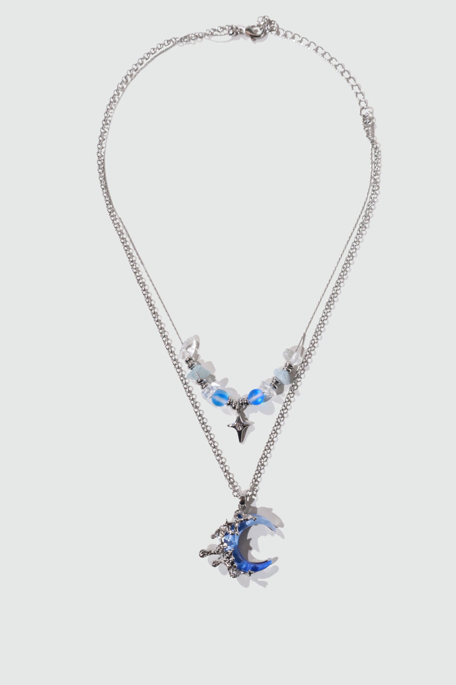 Palladium White Gold Plated Gradient Blue Moon Necklace