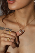 18K Real Gold Plated Moonstone Rose Moon Necklace