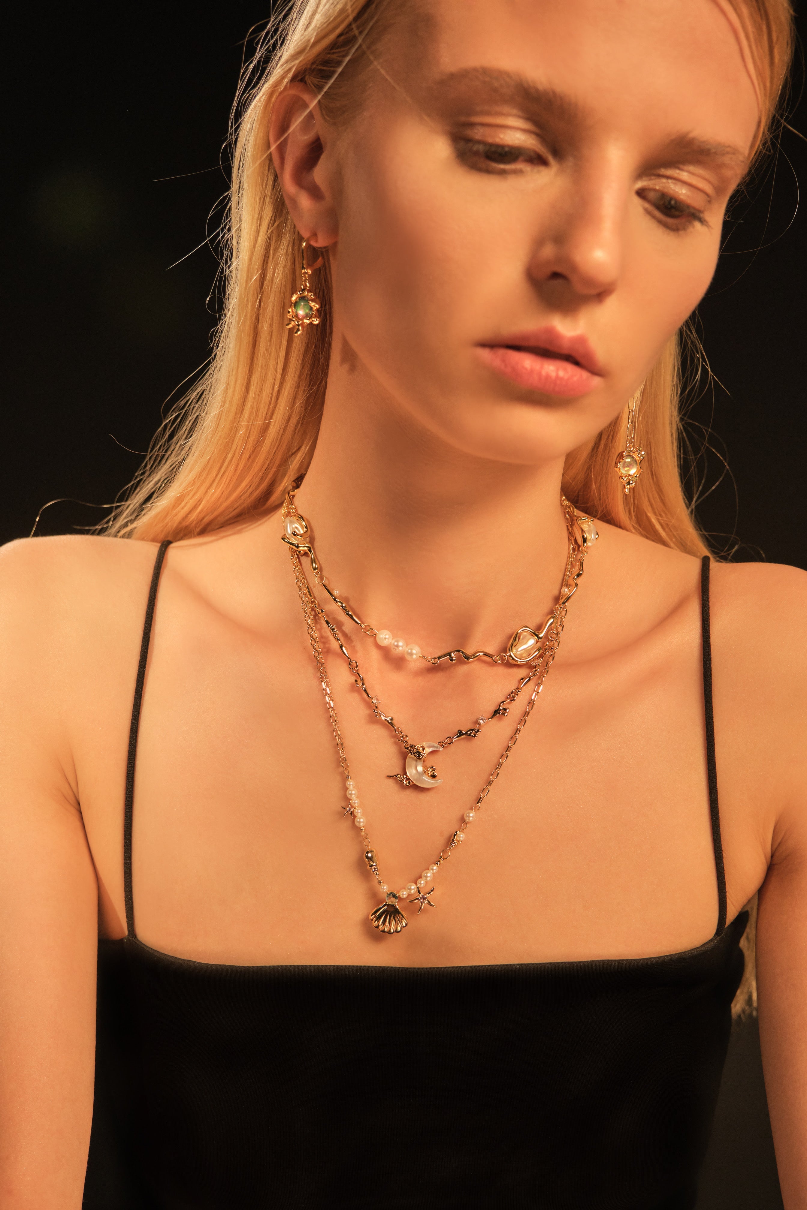 18K Real Gold Plated Sea Shell Pearls Necklace