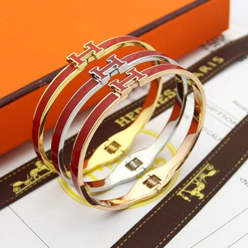 HB49 high quality 316L steel bracelet for women 18K gold plated jewelry H bangle