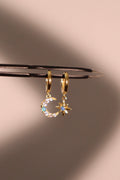 18K Gold Vermeil Moon Star Blue Opal Earrings