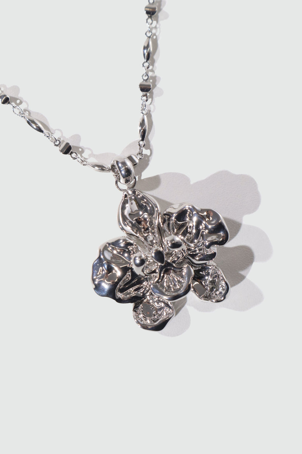 Palladium White Gold Plated Orchid Necklace