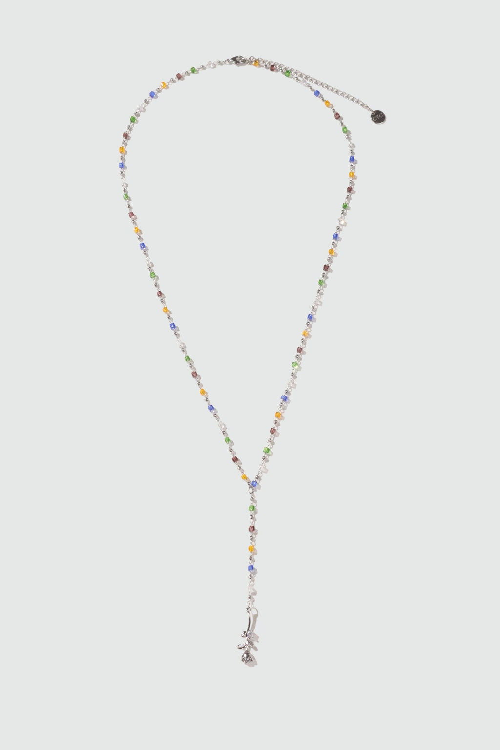 Palladium White Gold Plated Color Gem Rose Lariat Long Necklace