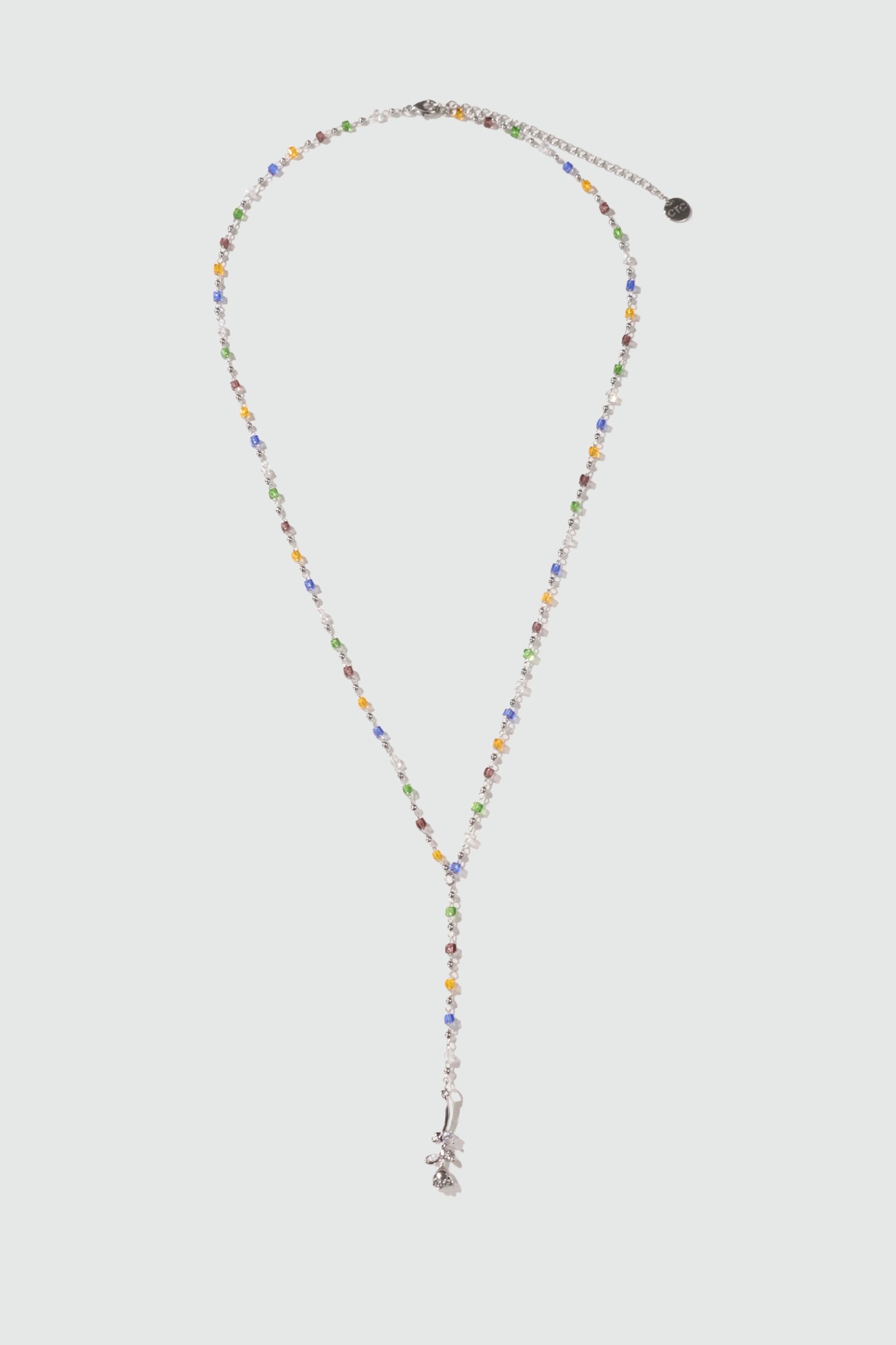 Palladium White Gold Plated Color Gem Rose Lariat Long Necklace