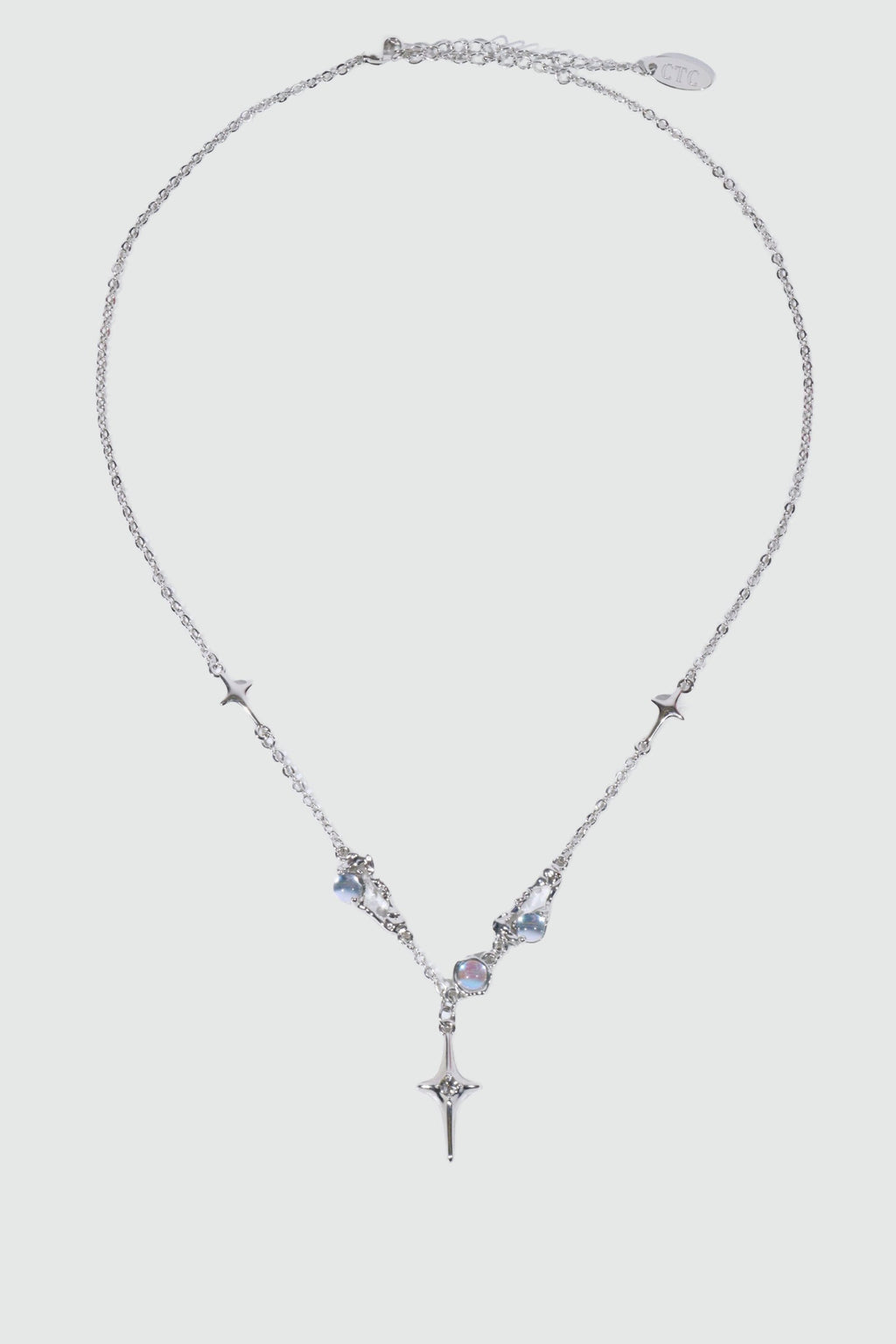 Palladium White Gold Plated Moonstones Star Necklace