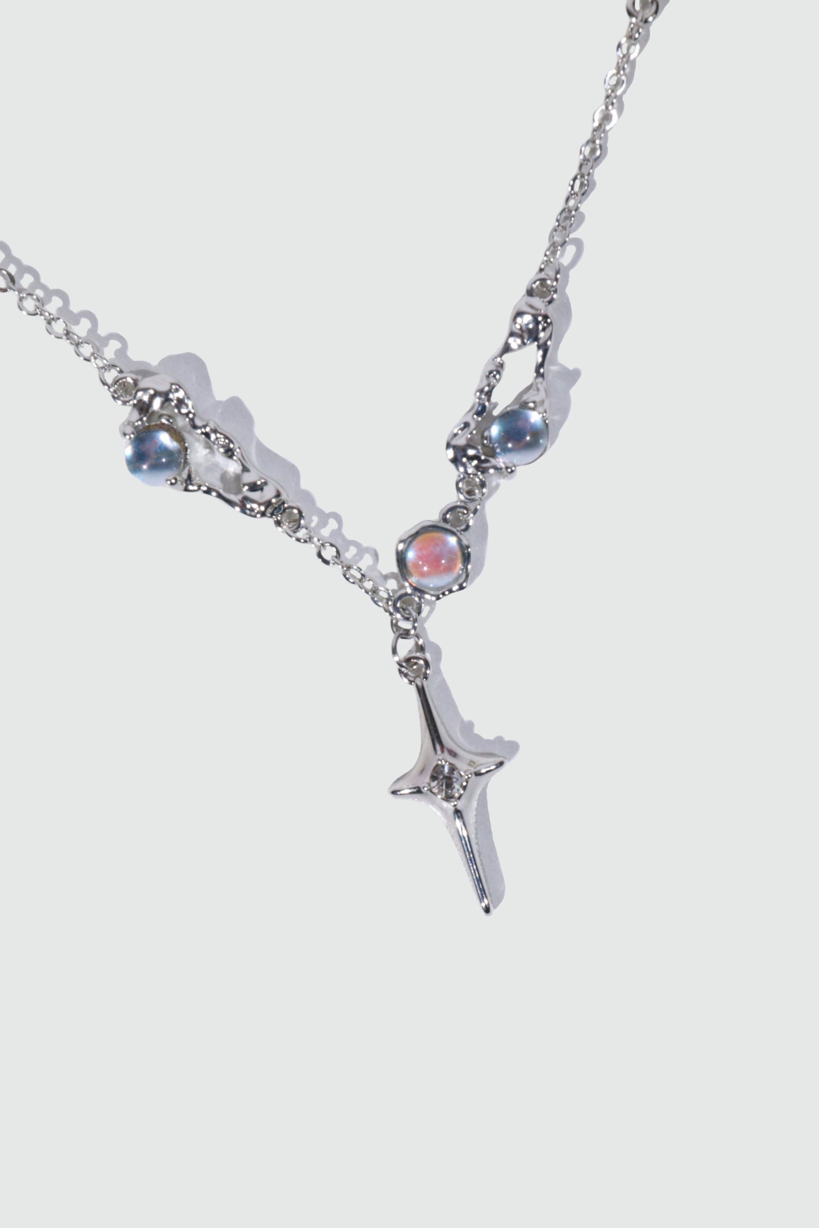 Palladium White Gold Plated Moonstones Star Necklace