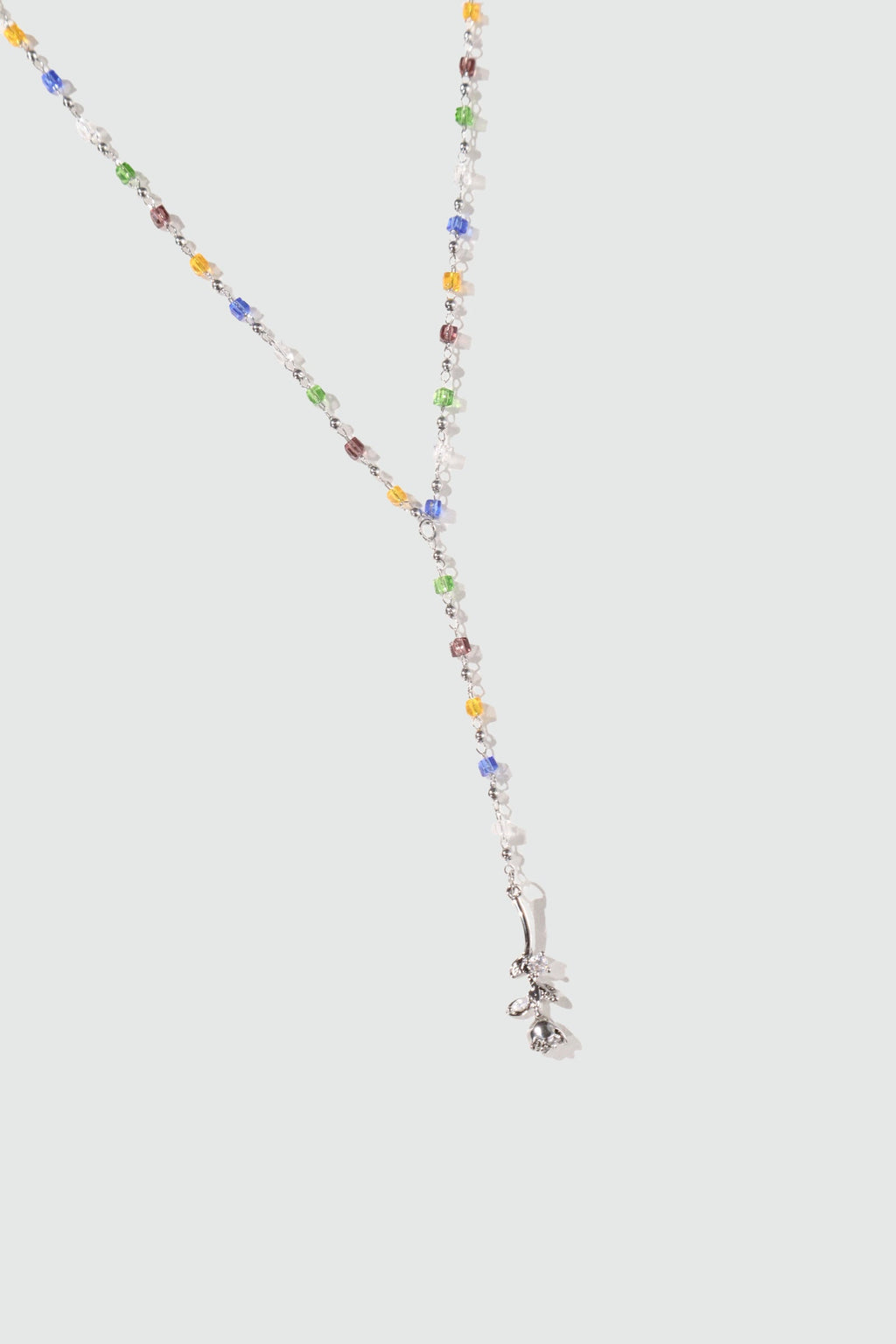 Palladium White Gold Plated Color Gem Rose Lariat Long Necklace