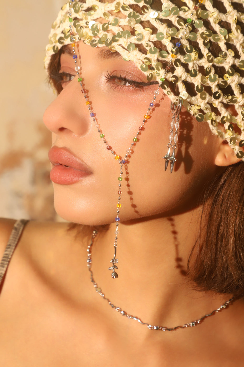 Palladium White Gold Plated Color Gem Rose Lariat Long Necklace
