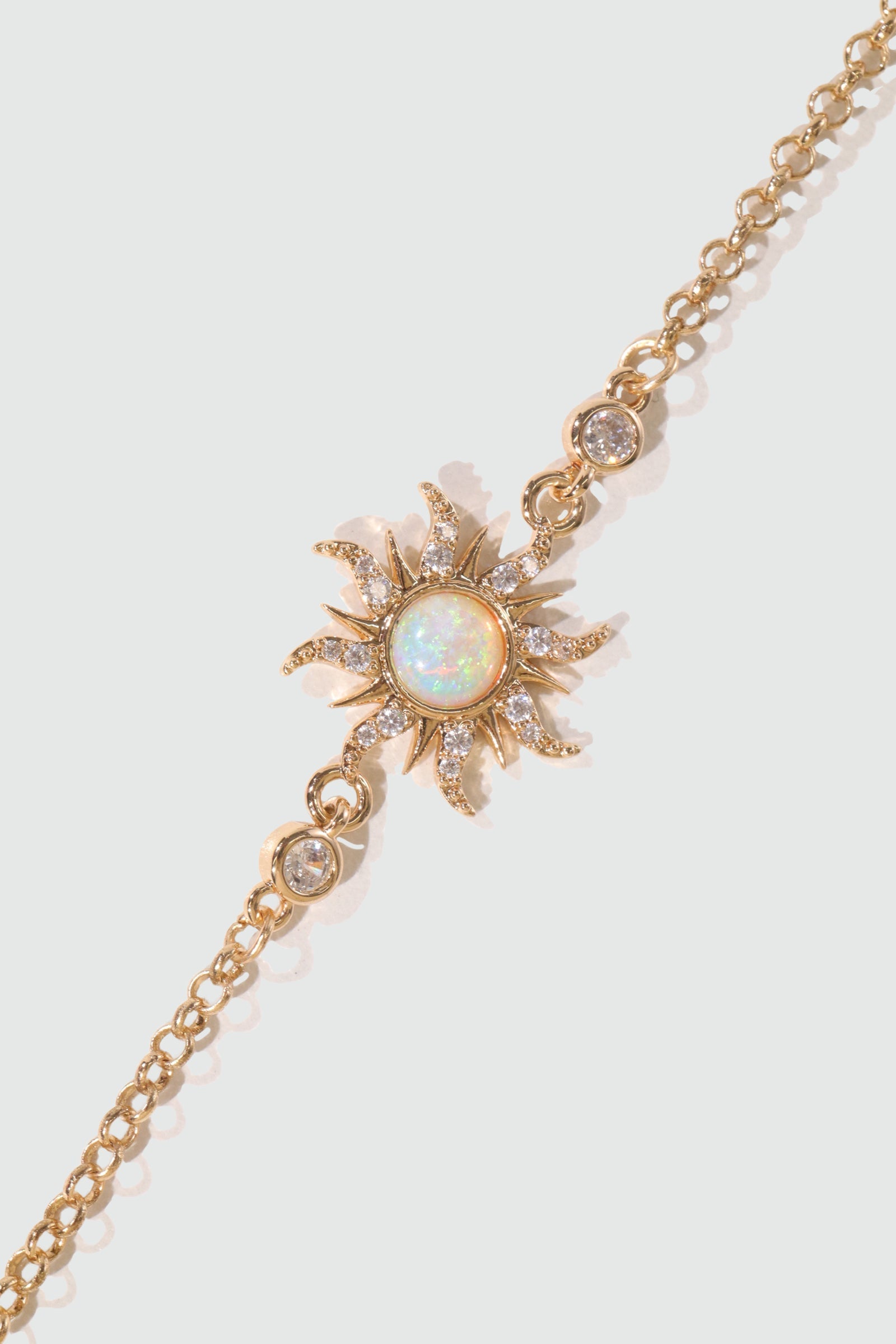 18K Real Gold Plated White Opal Sun Bracelet