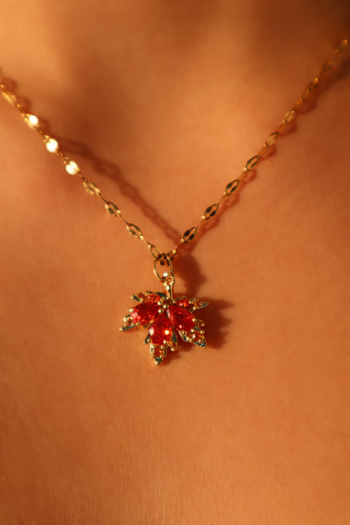 18K Real Gold Plated Maple Leaves Necklace