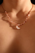 18K Rose Gold Plated Diamonds Natural Shell Moon Necklace