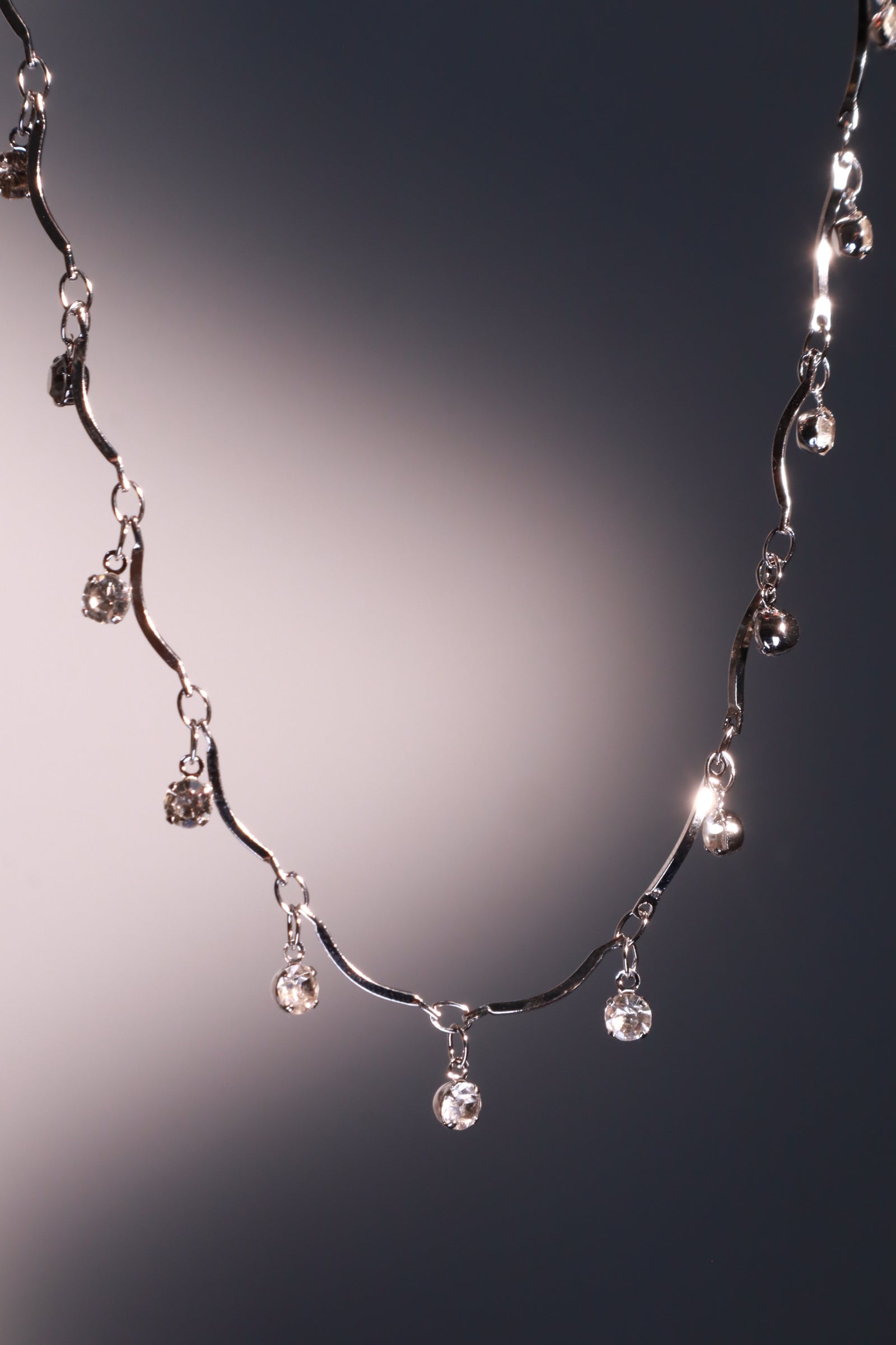 Palladium White Gold Plated Pole Star Wave Layer Necklace