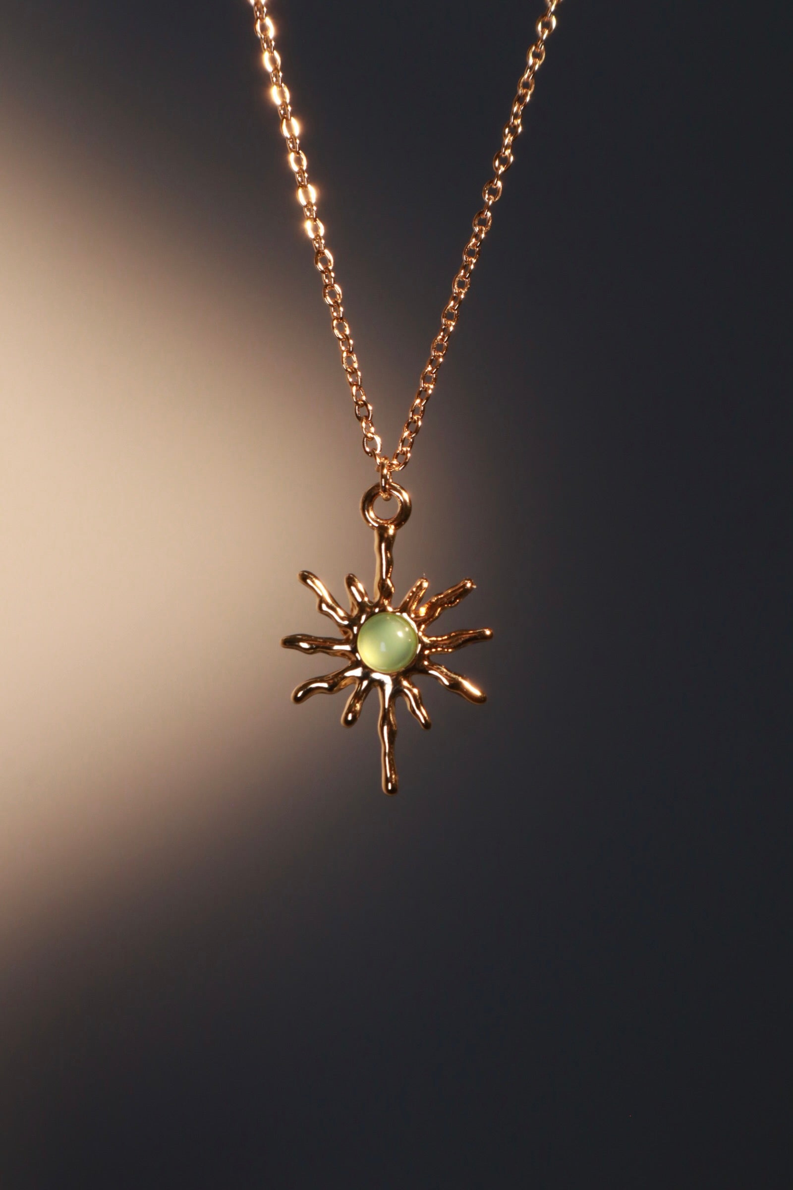 18K Real Gold Plated Pole Star Wave Layer Necklace