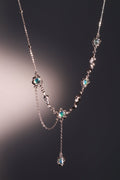 Palladium White Gold Plated Multi Opal Dangle Necklace