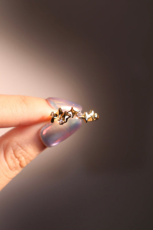 14K Real Gold Plated Multi Diamond Star Ring