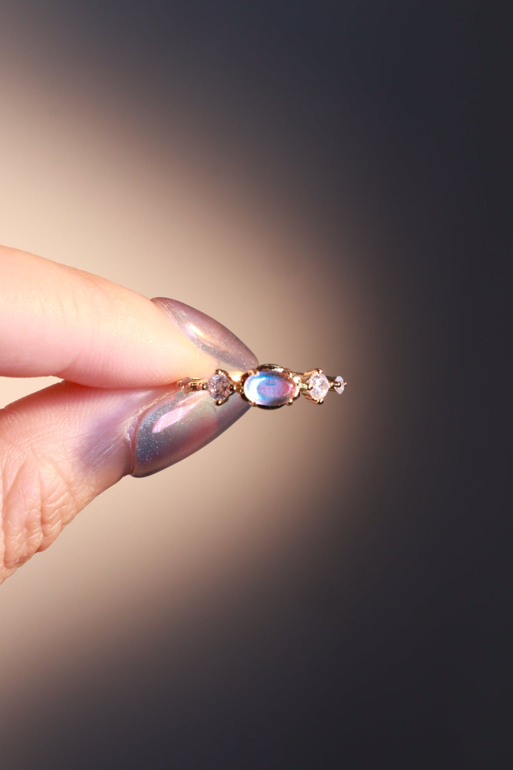 14K Real Gold Plated Blue Moonstone Ring