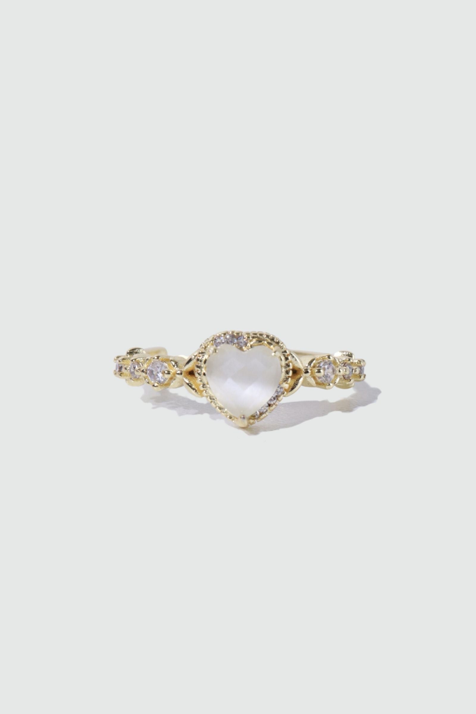 14K Real Gold Plated White Heart Ring