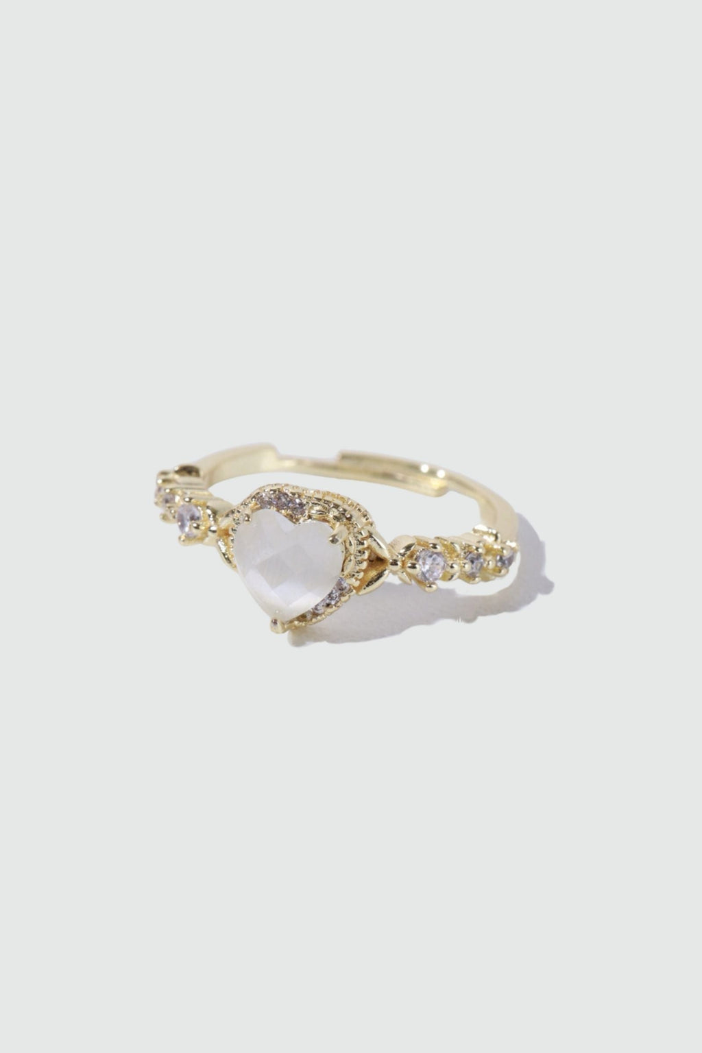 14K Real Gold Plated White Heart Ring