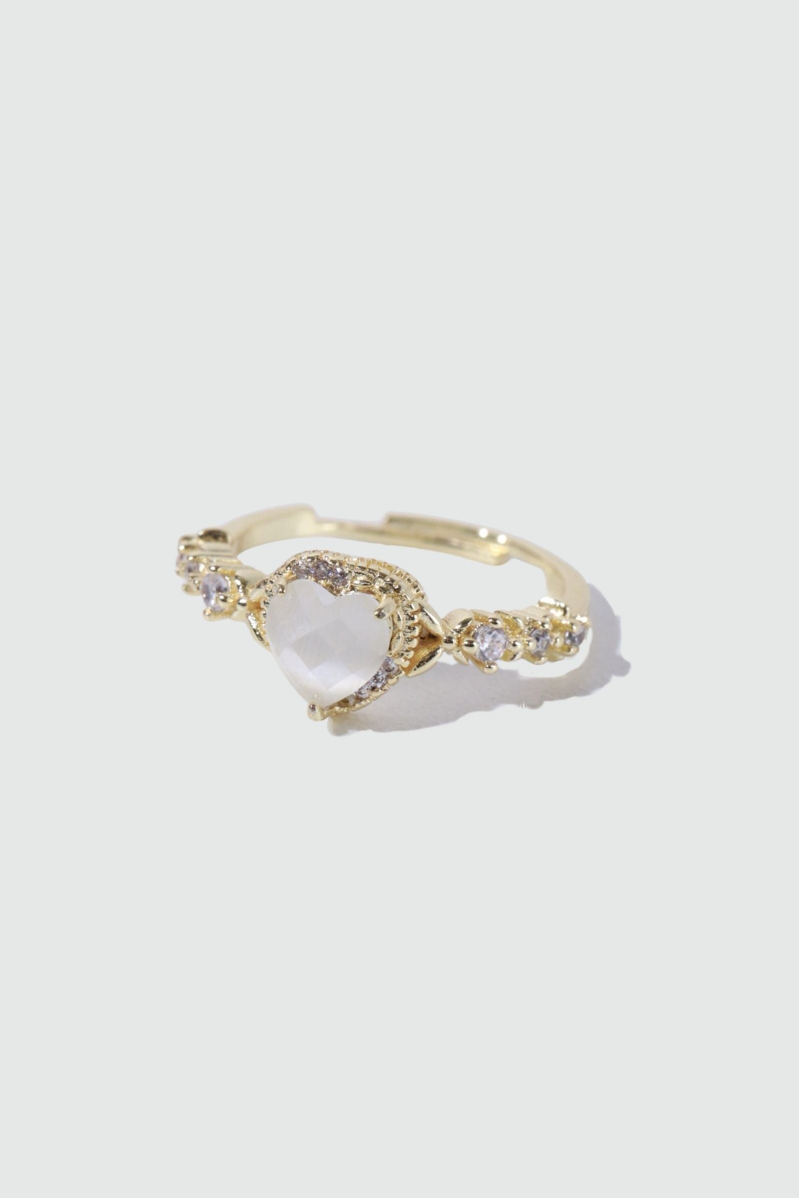 14K Real Gold Plated White Heart Ring