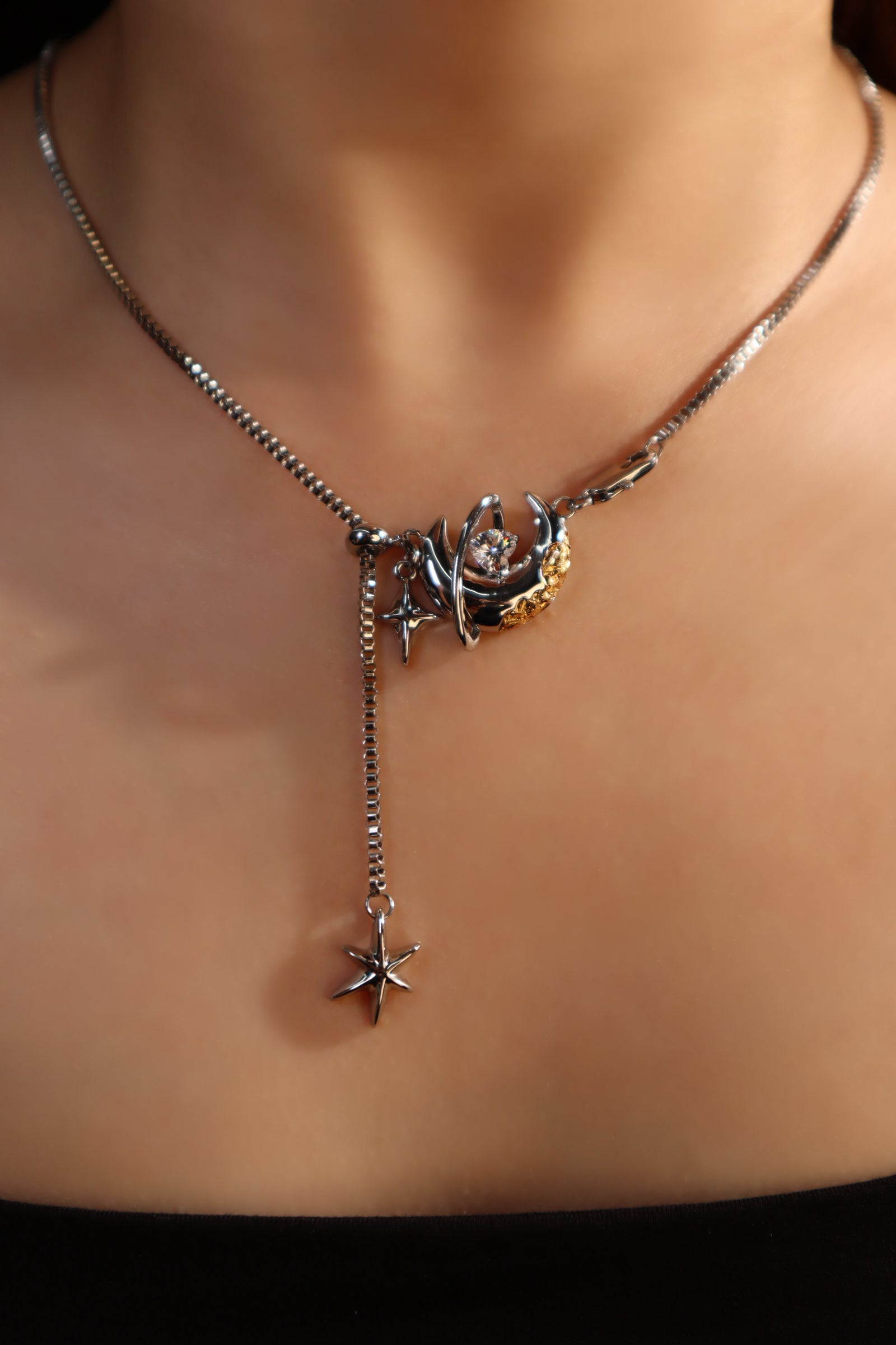 Moon Around Heart Necklace