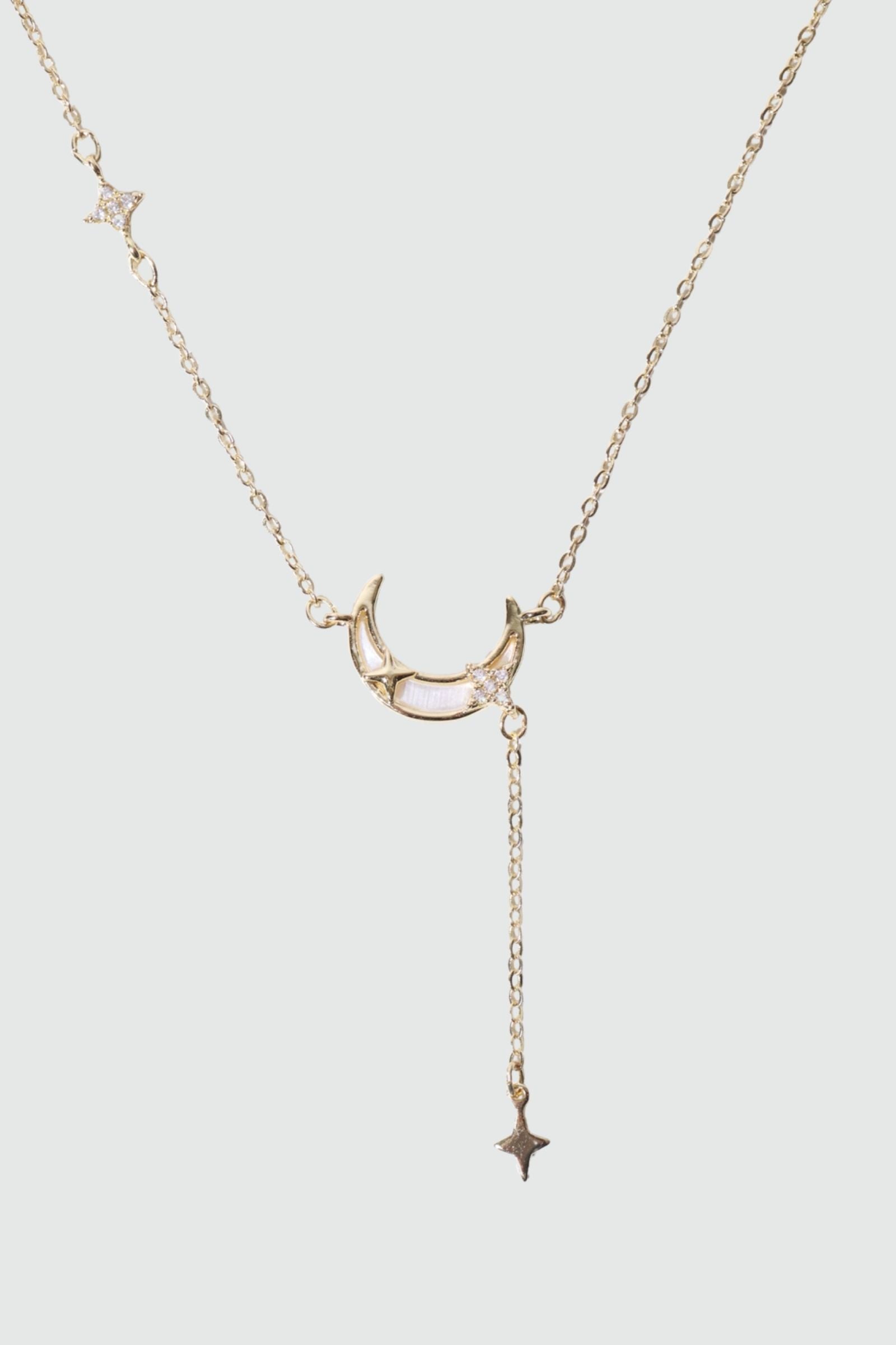 14K Real Gold Plated Lucky Moon Shell Necklace