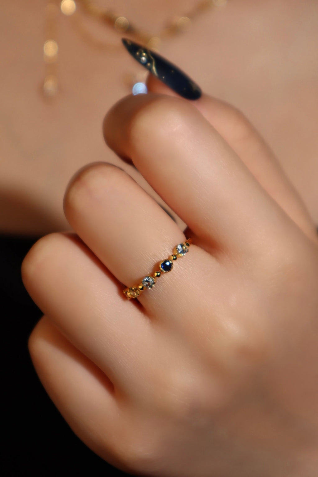 18K Real Gold Plated Gradient Sapphire Ring