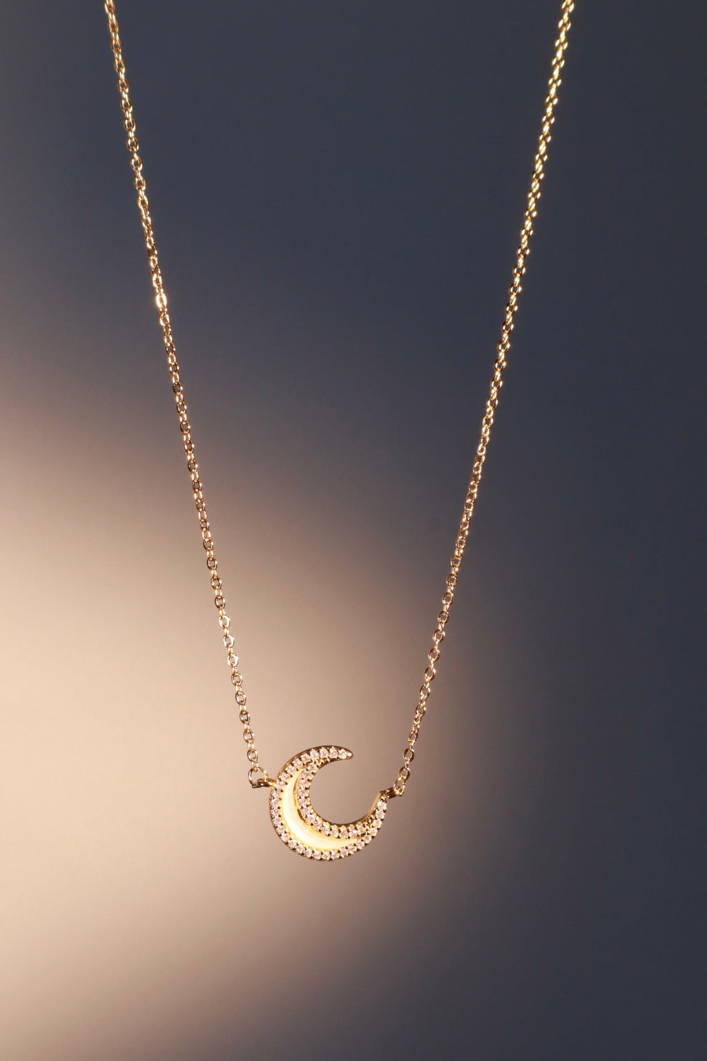 18K Real Gold Plated Diamond Shell Moon Necklace
