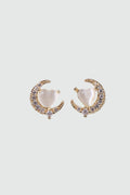 14K Real Gold Plated White Moonlight Heart Earrings