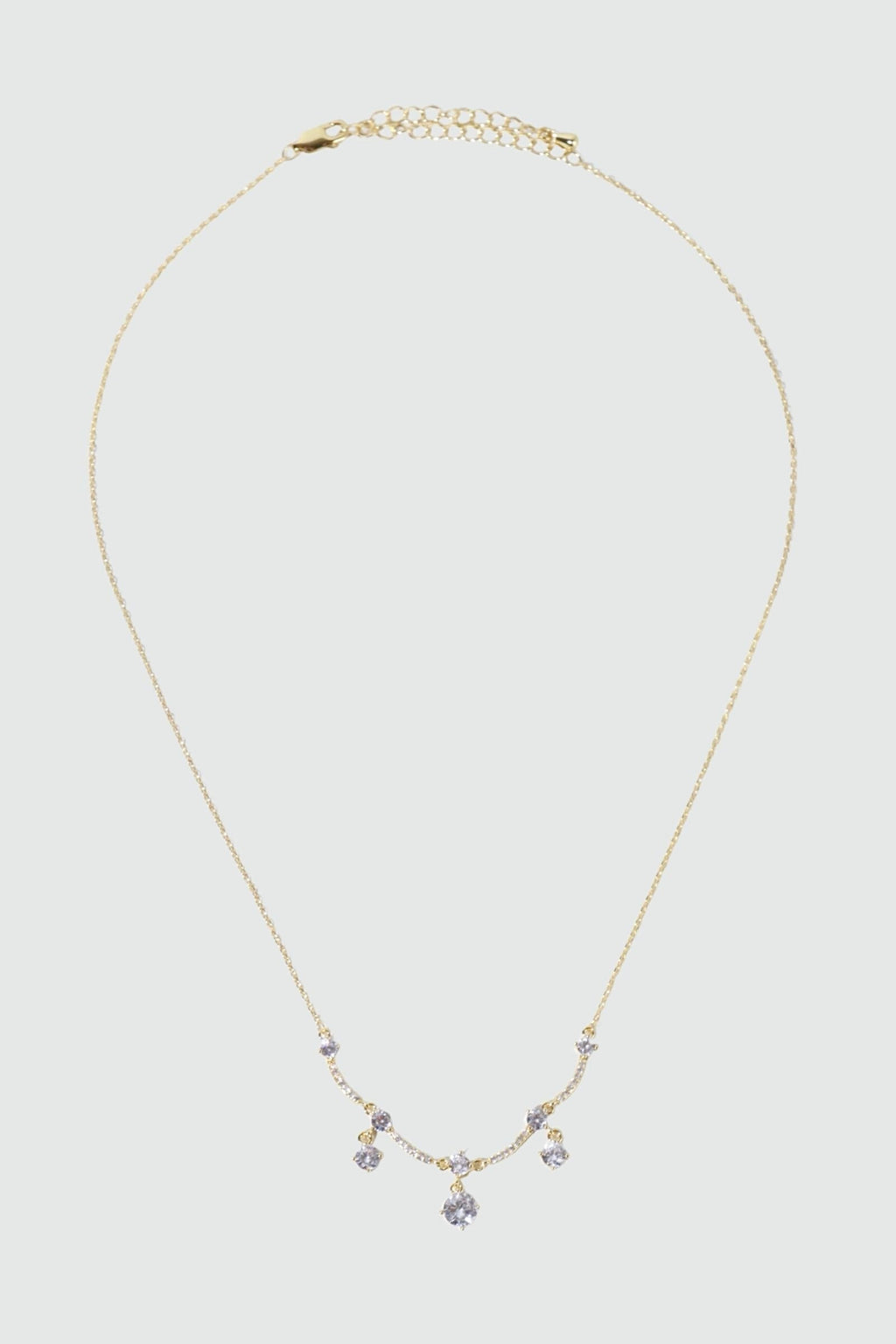 14K Real Gold Plated Curved Diamond Wave Necklace