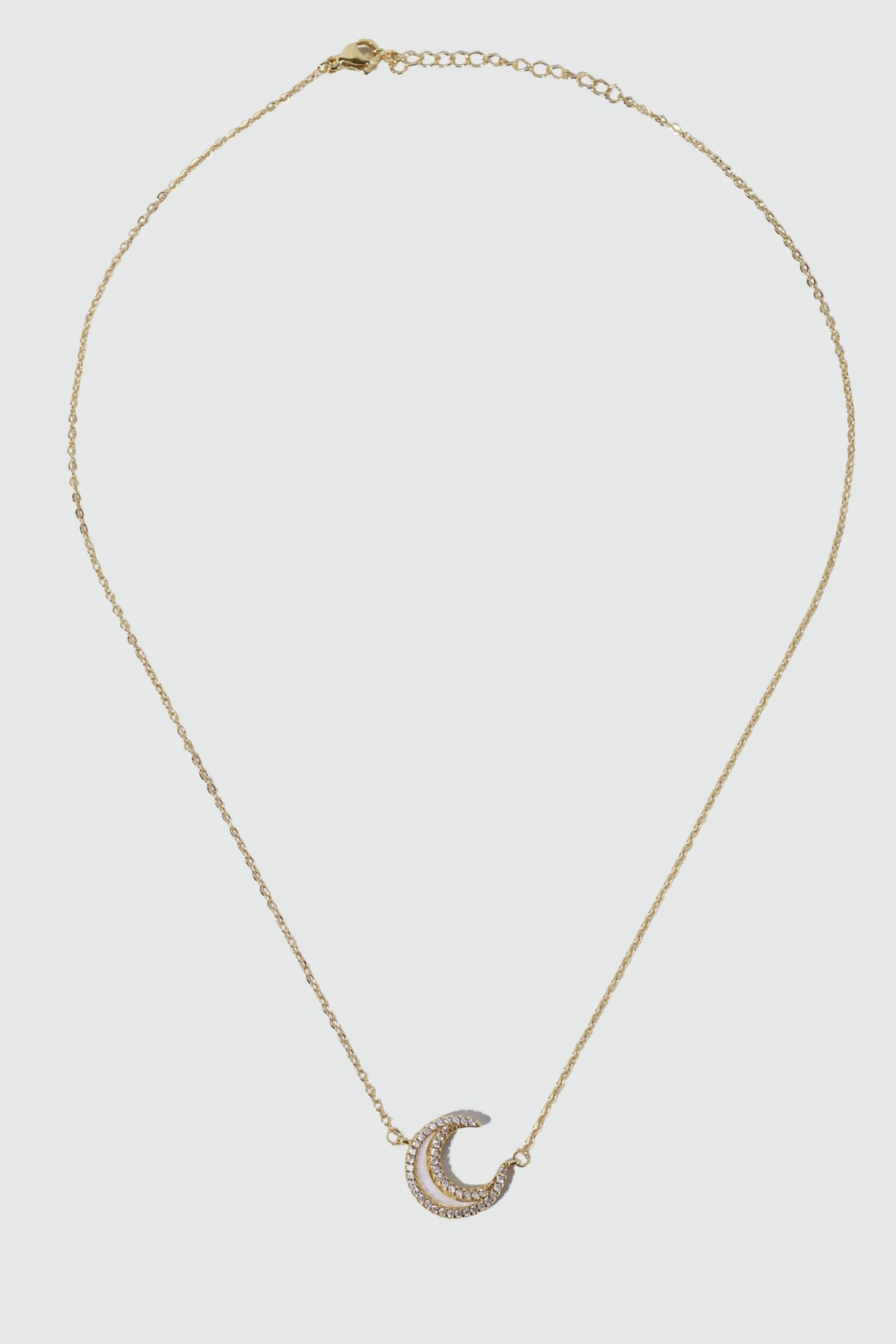 18K Real Gold Plated Diamond Shell Moon Necklace