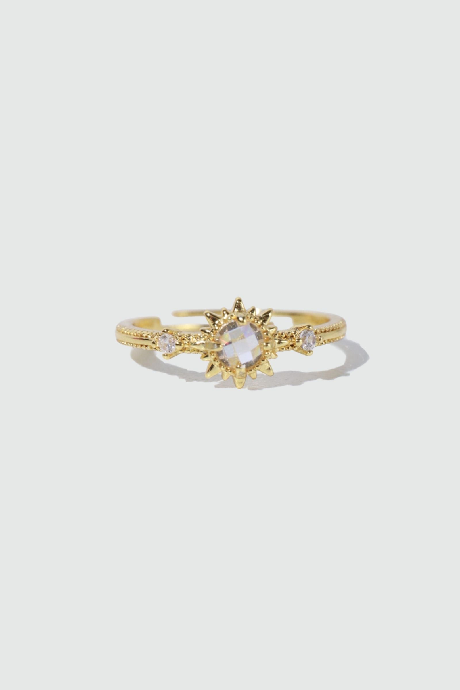 18K Real Gold Plated White Starlight Sun Ring