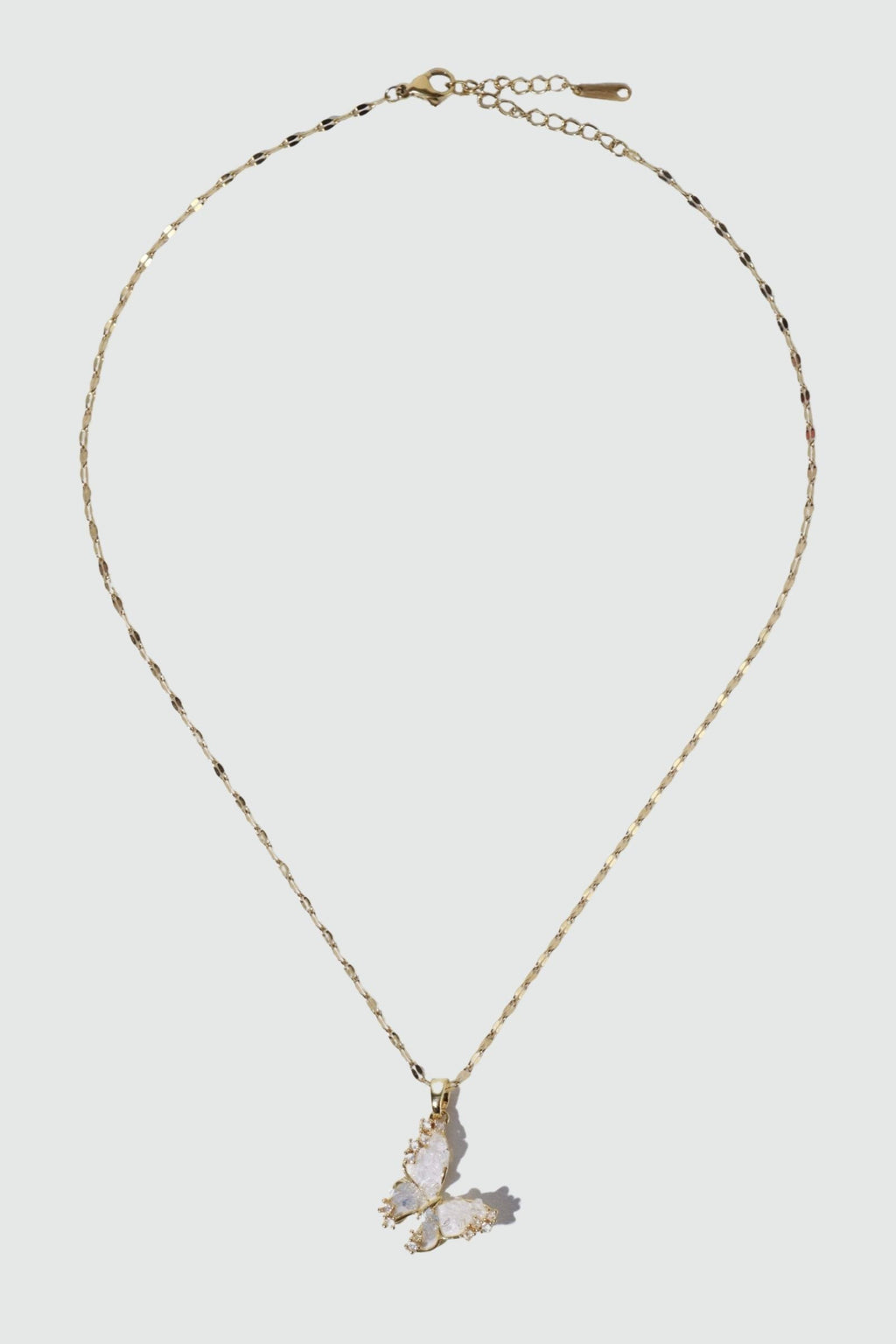 18K Real Gold Plated Crystal Butterfly Pendant Necklace