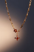 18K Real Gold Plated Ruby Starlight Cross Necklace