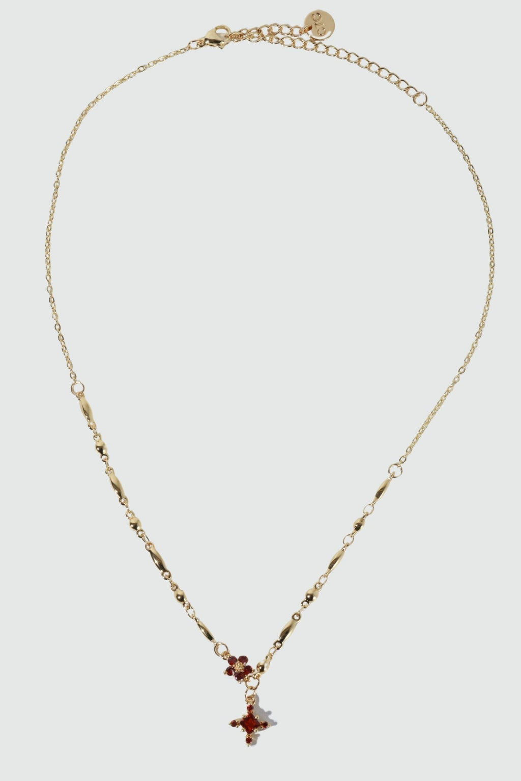 18K Real Gold Plated Ruby Starlight Cross Necklace