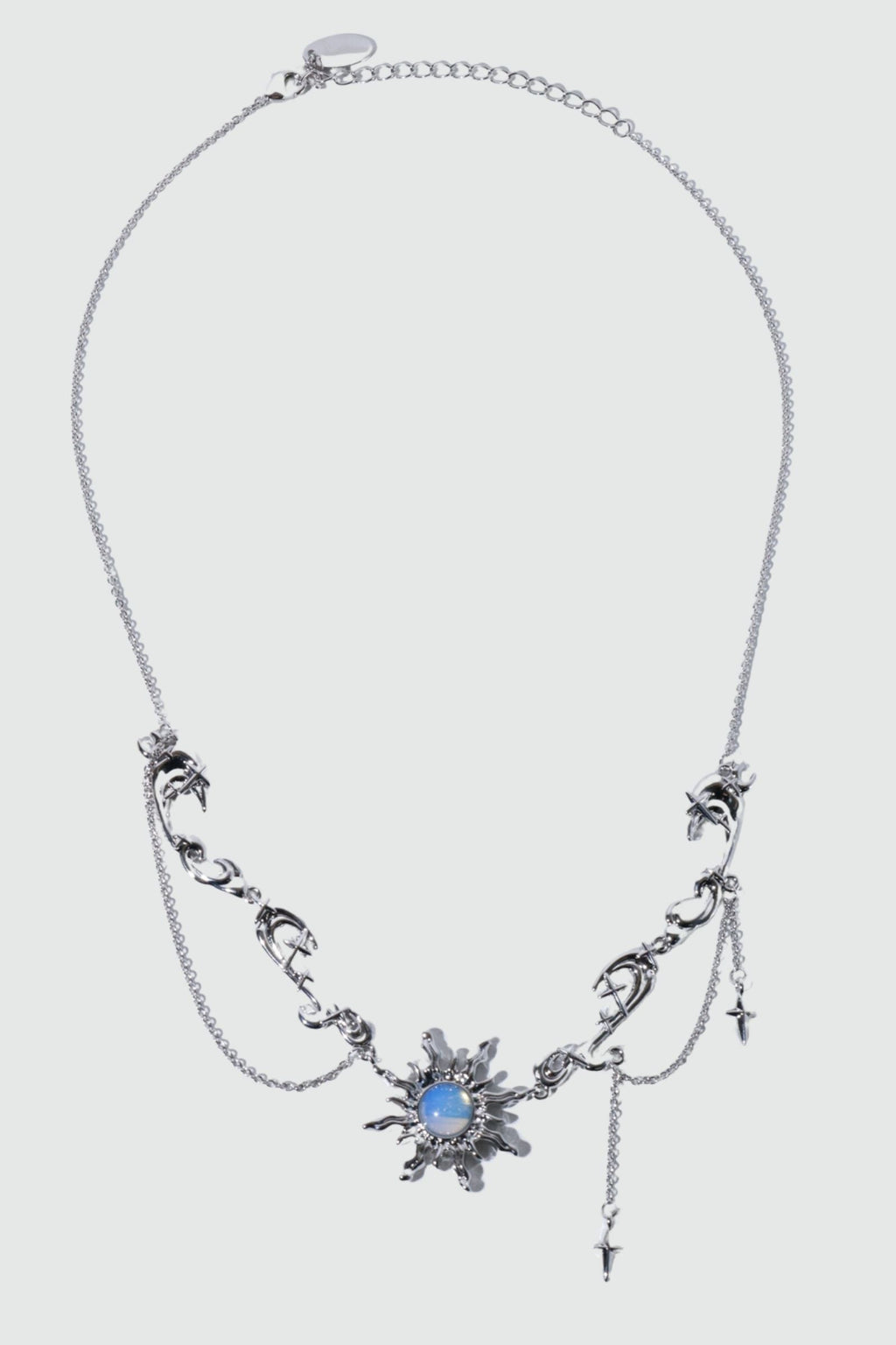 Palladium White Gold Plated Frostfire Sun Necklace