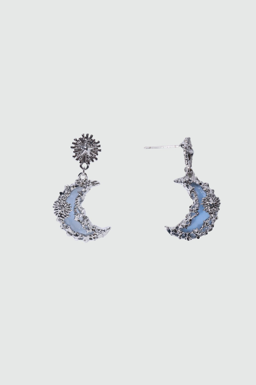 Blue Resin Moon Earrings