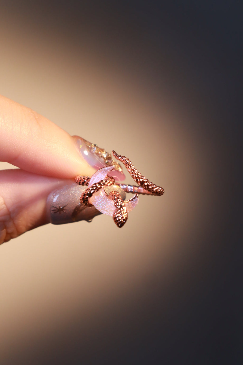 18K Rose Gold Plated Moon Snake Ring