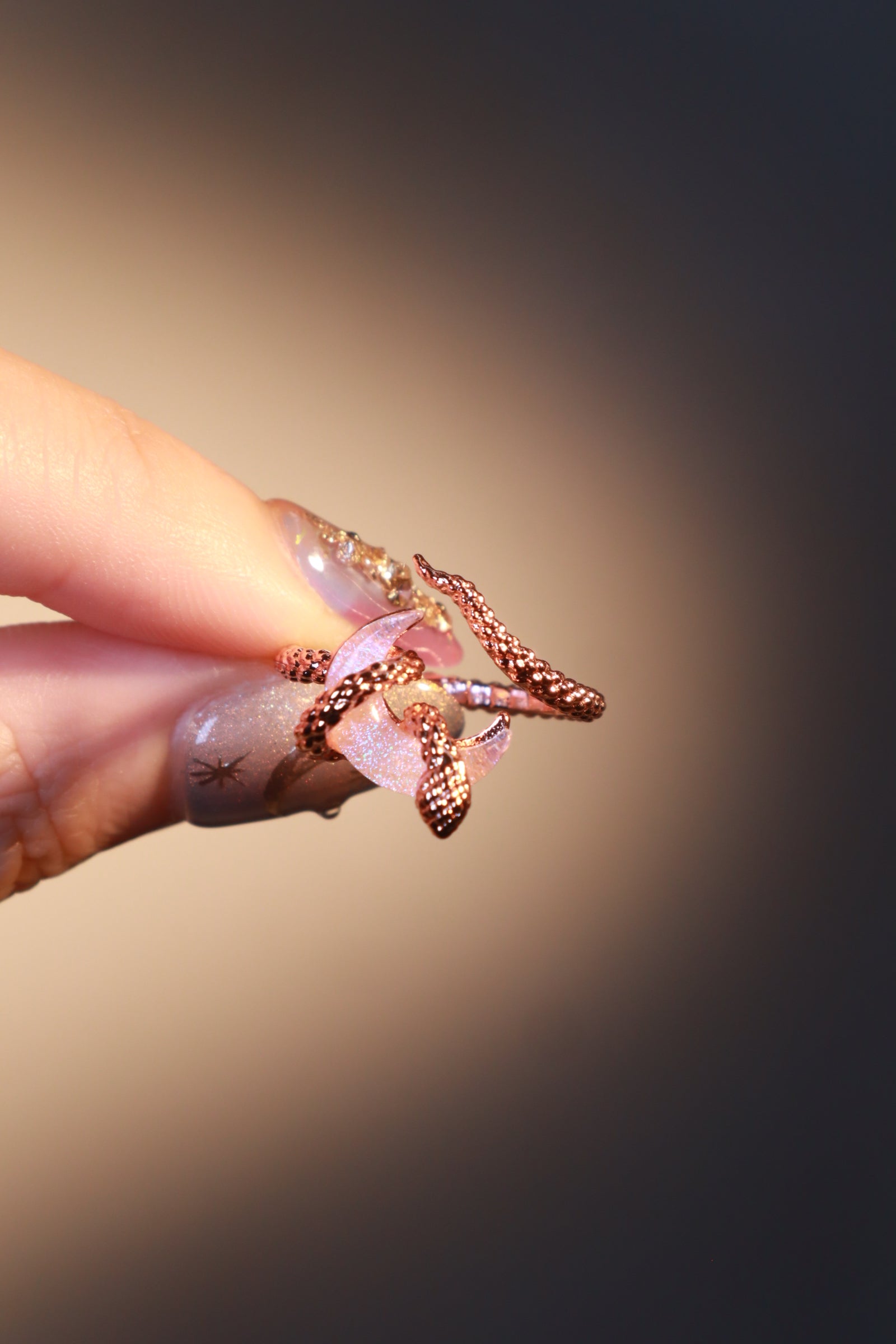18K Rose Gold Plated Moon Snake Ring