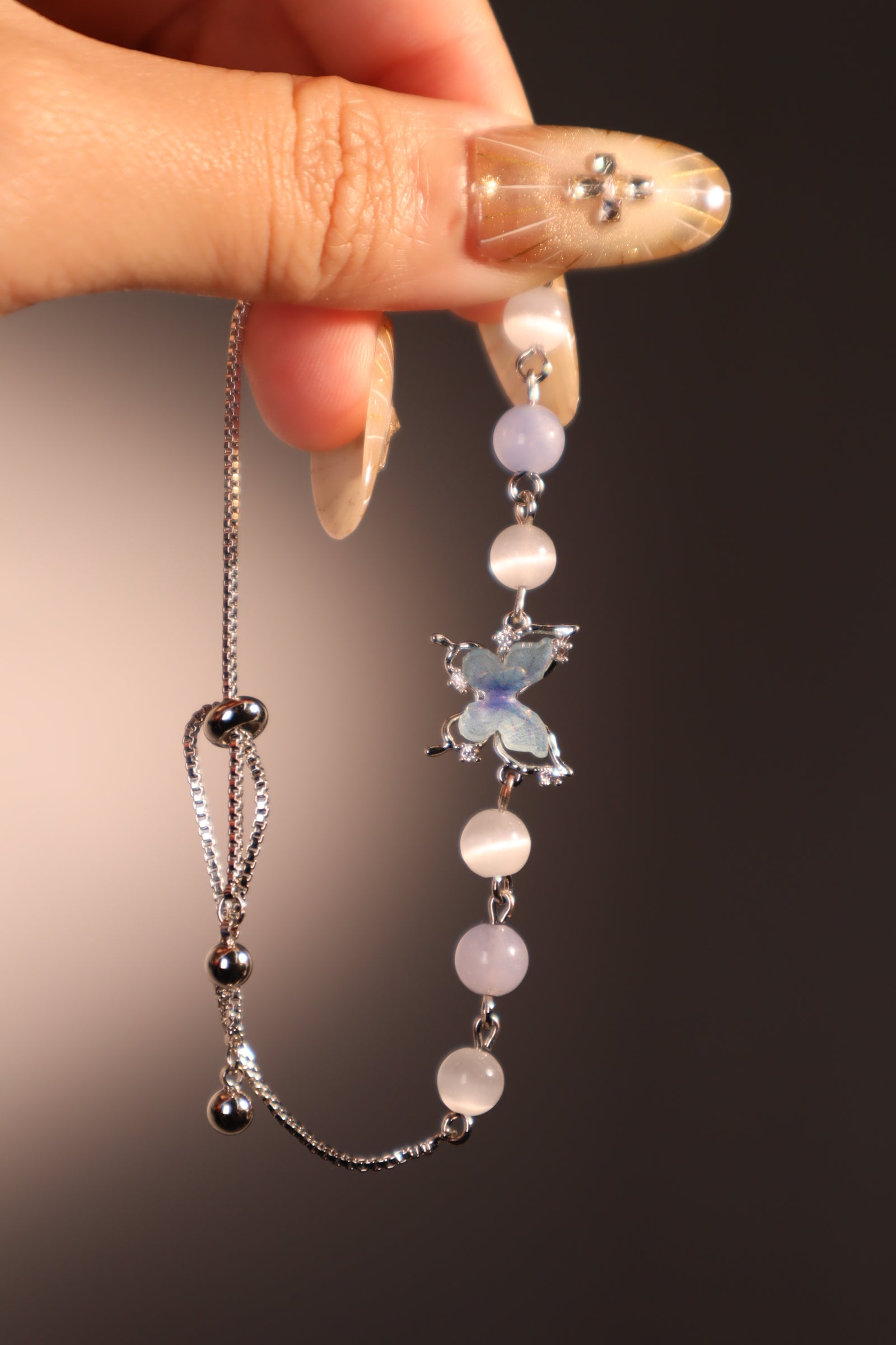 Blue Butterfly Moonstone Bracelet