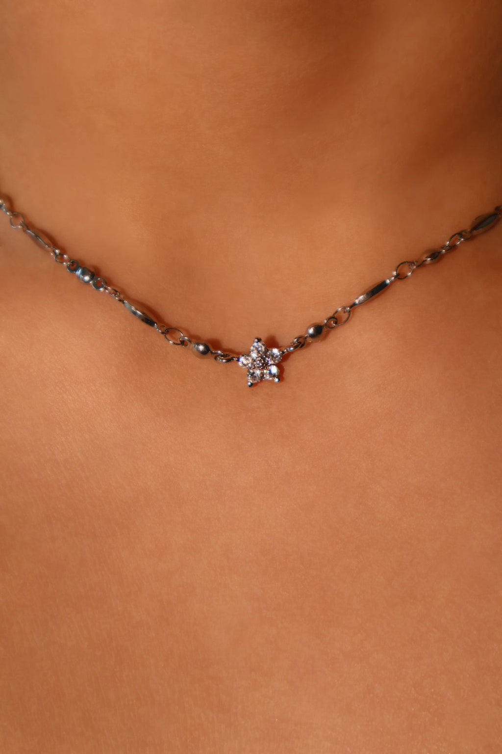 Palladium White Gold Plated Starlight Bloom Necklace