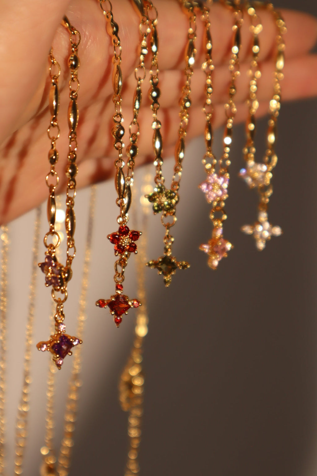 18K Real Gold Plated Amethyst Starlight Cross Necklace