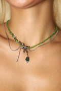 Palladium White Gold Plated Emerald Droplet Necklace