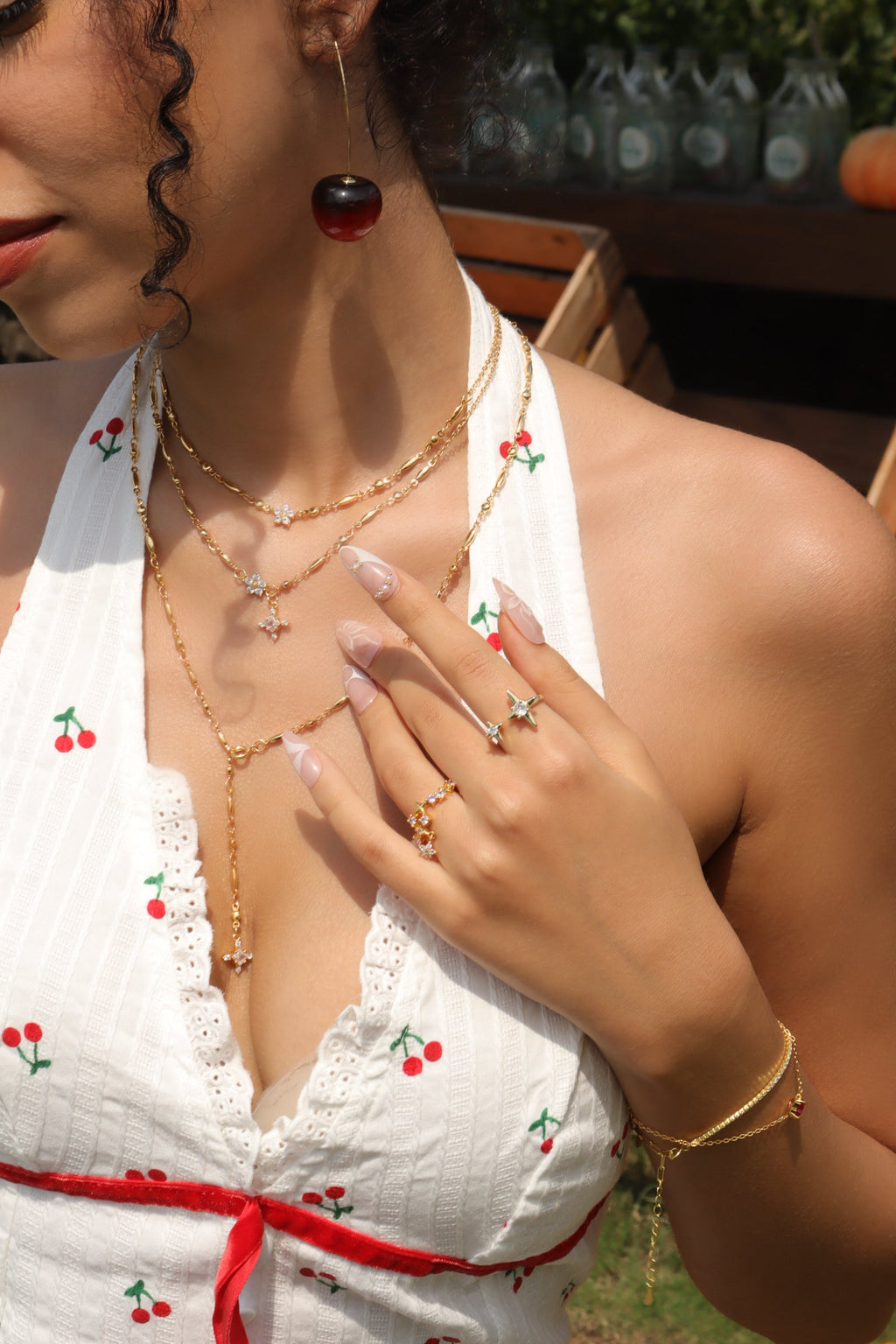 14K Real Gold Plated Cherry Earrings