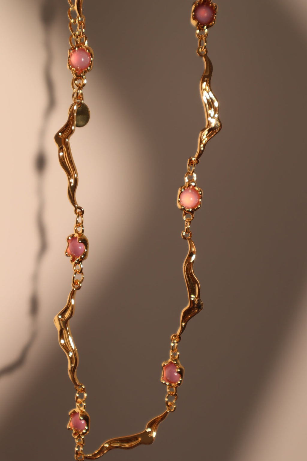 18K Real Gold Plated Multi Purple Opal Wave Necklace