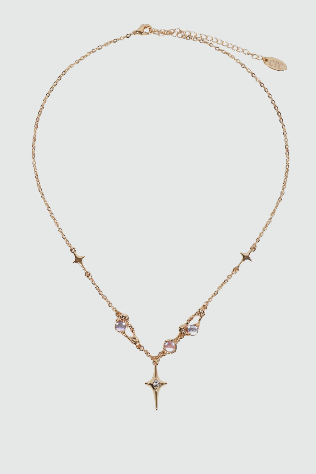 18K Real Gold Plated Moonstones Star Necklace