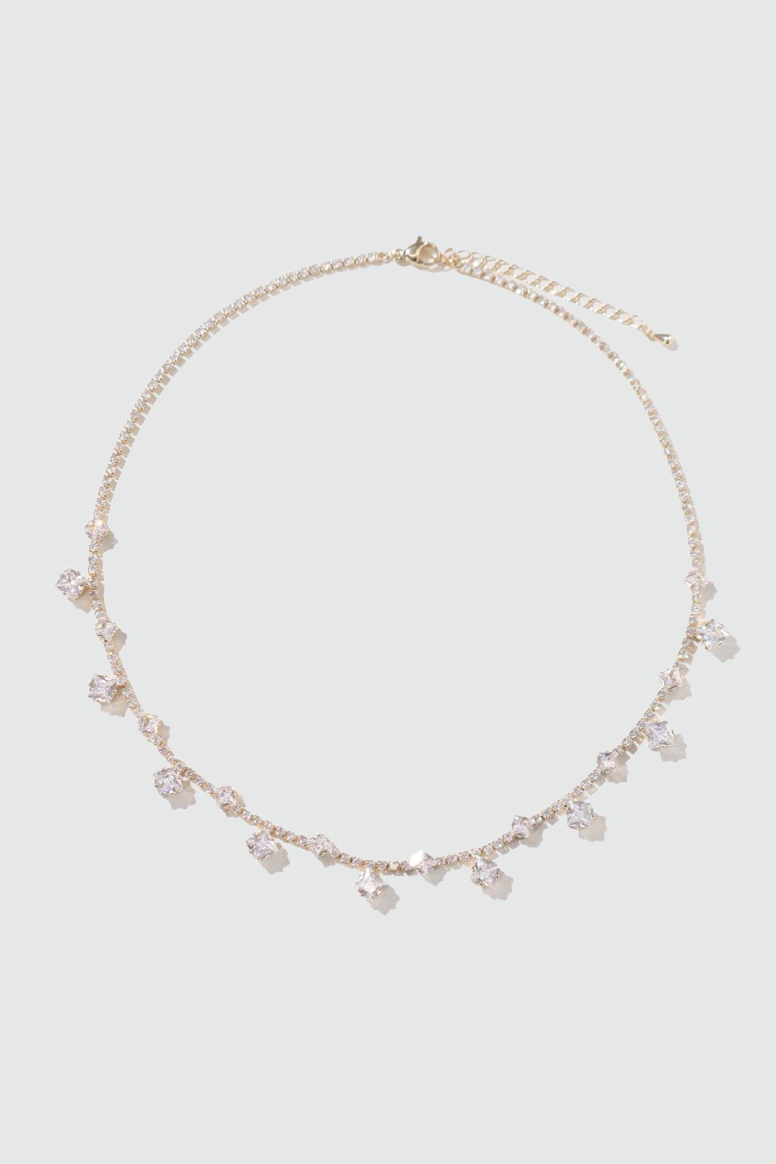 14K Real Gold Plated Multi Diamond Necklace