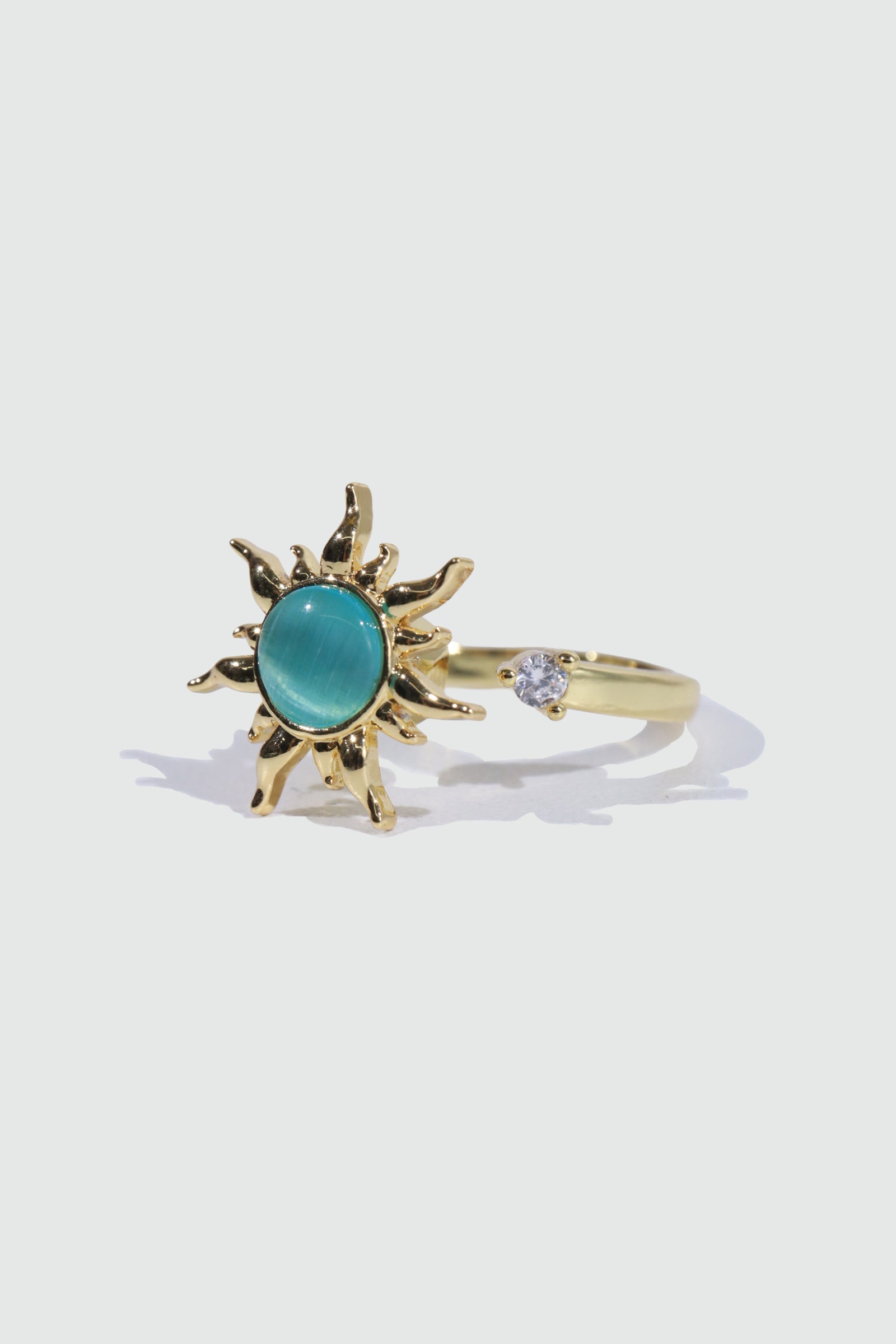18K Gold Stainless Steel Spinning Blue Opal Ring
