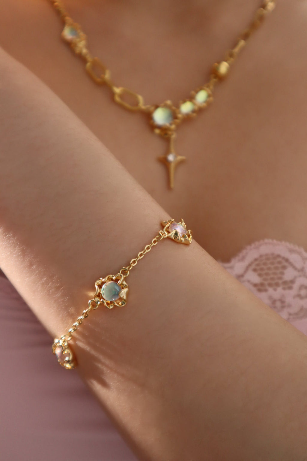 18K Real Gold Plated Opal Star Necklace