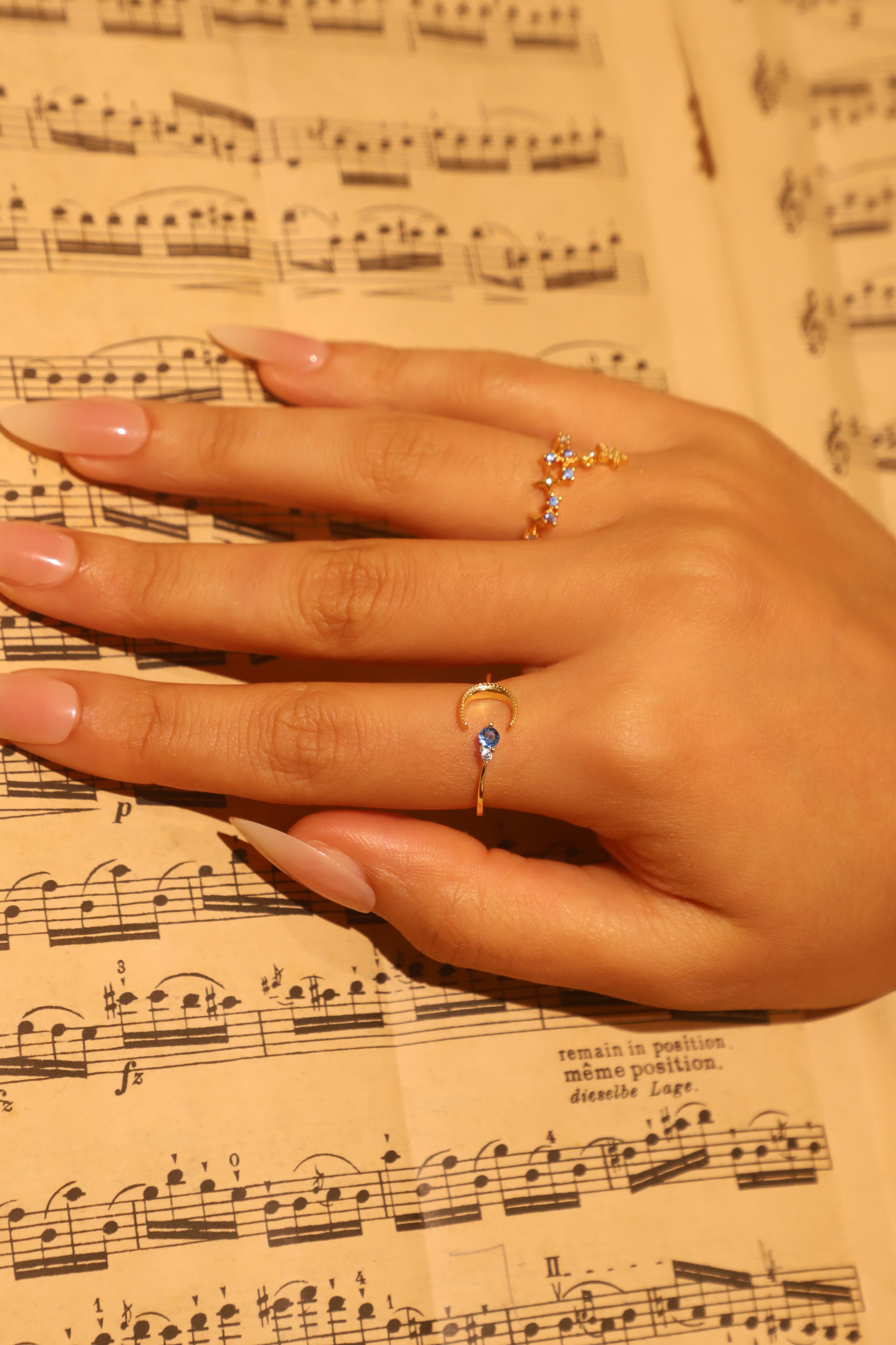 20K Real Gold Plated Blue Gem Meteor Ring